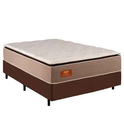 Cama Box Casal Queen Gazin Colchão Com Molas Ensacadas 158x198x72cm Azera Branco/Bege