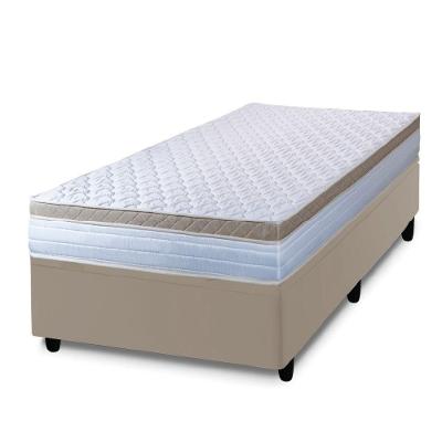 Cama Box Solteiro Colchão Com Molas Ensacadas 88x188x60cm Dunas Branco/Bege Hellen