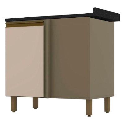 Balcão De Cozinha Connect Canto Reto Duna Cristal Com Tampo Nero - Henn