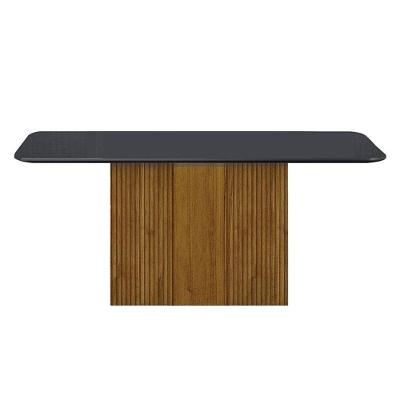 Mesa De Jantar Doha 160x80 Freijó Decor Freijó Chumbo - Leifer Móveis