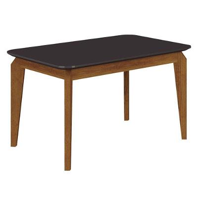 Mesa De Jantar Brenda 120x80 Com Vidro Freijó Chumbo - Leifer Móveis