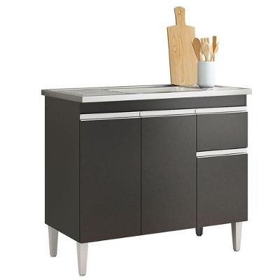 Balcão De Pia Tatiane 100cm Preto Fosco - Ajl