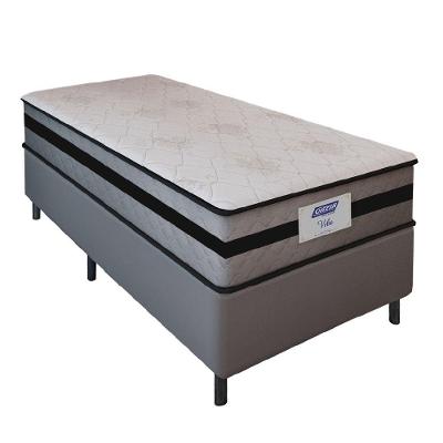 Cama Box Solteiro Gazin Com Molas Ensacadas Vibe 88x188x60cm Cinza/Preto