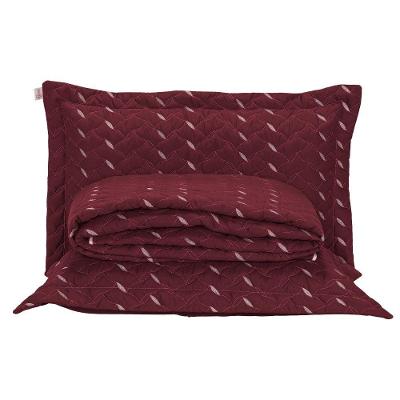 Cobre Leito King Heitor Bordado Hipercal 400 Fios 3 Peças - Vermelho Marsala
