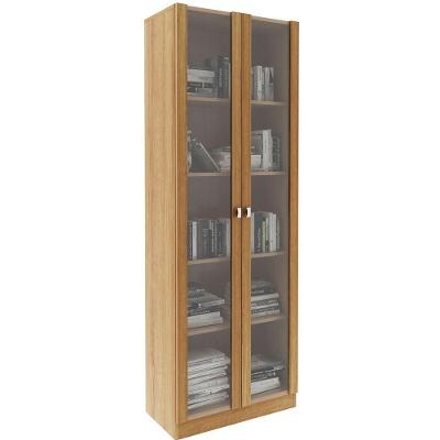 Estante Armário Alta Livreiro Multiuso Office 2 Portas Vidro Amêndoa