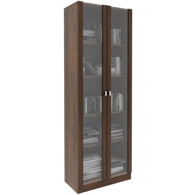 Estante Armário Alta Livreiro Multiuso Office 2 Portas Vidro Rústico
