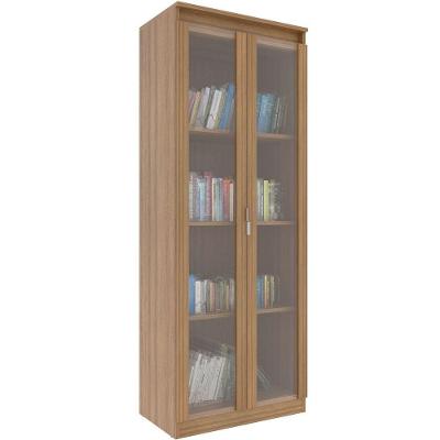 Estante Armário Alta Livreiro Multiuso Office 2 Portas Vidro Amêndoa