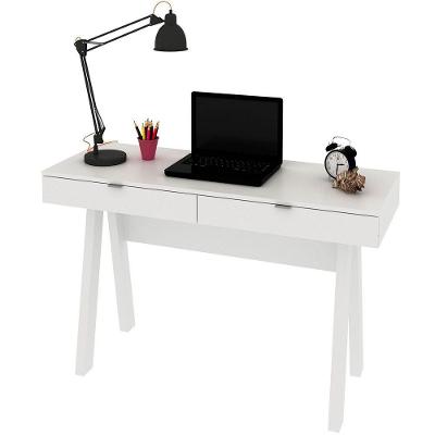 Escrivaninha Para Escritório Cavalete 2 Gavetas Branco