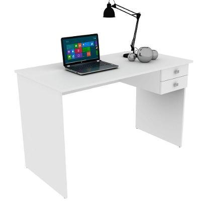 Mesa Para Escritório Escrivaninha 2 Gavetas Branco