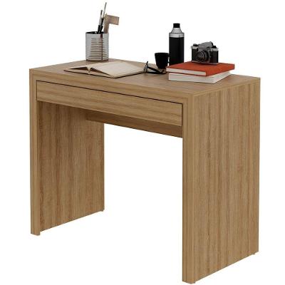 Escrivaninha Mesa De Escritório 90 Cm 1 Gaveta Amêndoa