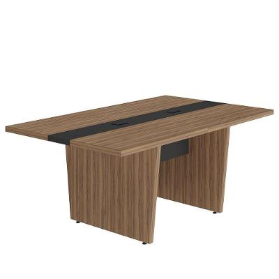 Mesa Para Escritório Para Reunião Com 2 Tomadas Nogal/preto