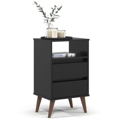 Mesa De Cabeceira 2 Gavetas Com Nicho Aroma Preto