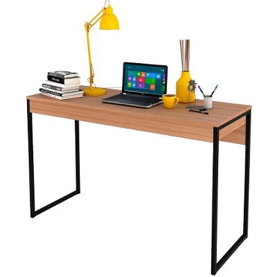 Mesa Para Escritório Escrivaninha Estilo Industrial Amêndoa/preto