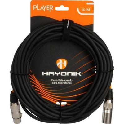 Cabo Para Microfone Player Xlr(f) X Xlr(m) 10m Preto Hayonik