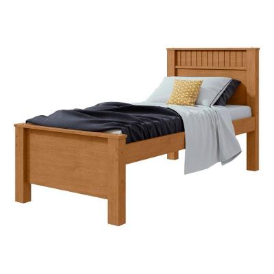 Cama Solteiro Convencional Estrutura Mdf Athenas Móveis Lopas Amendoa Clean