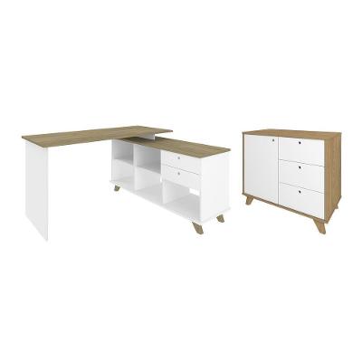 Conjunto Escrivaninha E Balcão Wurzburg Olmo Branco