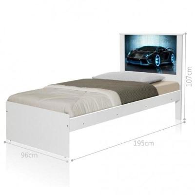 Cama Solteiro Com Cabeceira Carro Sport Raio Azul
