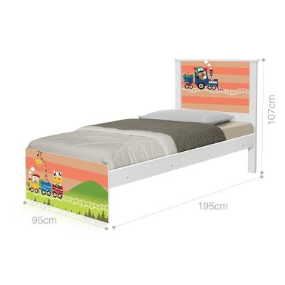 Cama Solteiro Com Cabeceira Adesivada Trenzinho