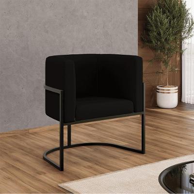 Kit 06 Poltronas Lua Sala Decorativa Base Ferro Black Veludo Preto