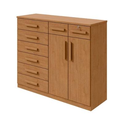 Cômoda Com 8 Gavetas E 2 Portas Estrutura Mdf/mdp Toronto Lopas Amendoa Clean