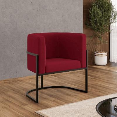 Kit 06 Poltronas Lua Sala Decorativa Base De Ferro Black Marsala