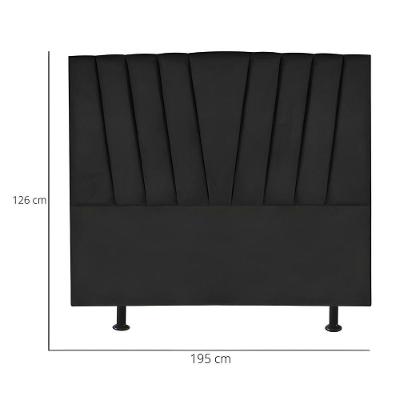 Cabeceira Estofada Cama Box King 195 Cm Louise Veludo Cor:preto