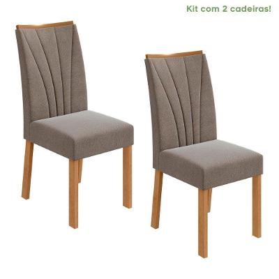 Conjunto 2 Cadeiras Estrutura Mdf/mdp Apogeu Móveis Lopas Amêndoa/suede  Bege