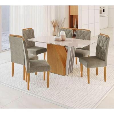 Mesa Harpa 1,60 6 Cadeiras Diamante Jcm Cinamomo/off