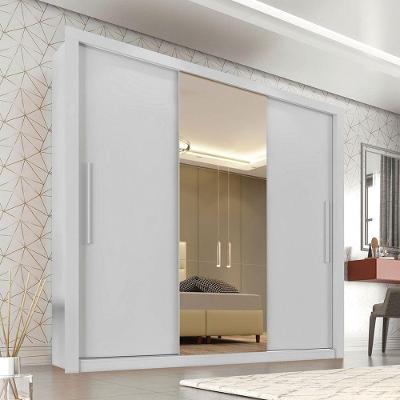 Guarda Roupa Casal Com Espelho 3 Portas 4 Gavetas Panamá Sallêto Móveis Branco