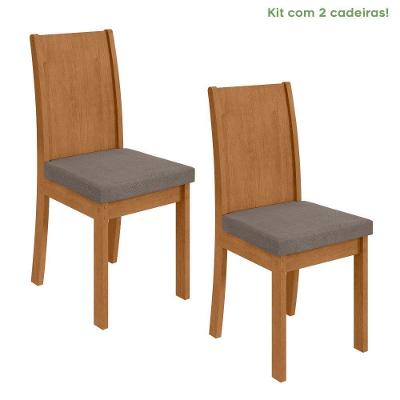 Conjunto 2 Cadeiras Estrutura Mdf/mdp Athenas Móveis Lopas Amêndoa/suede  Bege