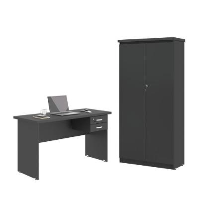 Mesa De Escritorio Com Armário 2 Portas Pampulha Preto Onix