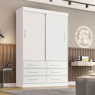 Guarda Roupa Solteiro 2 Portas 6 Gavetas Star Sallêto Móveis Branco
