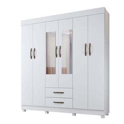 Roupeiro Copacabana Branco 6 Portas Com Espelho Benetil Móveis Branco
