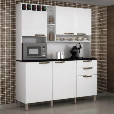Armário De Cozinha Topázio 6 Portas 2 Gavetas Branco Salleto Branco