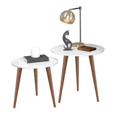 Conjunto De Mesas De Apoio E Lateral Teles Branco