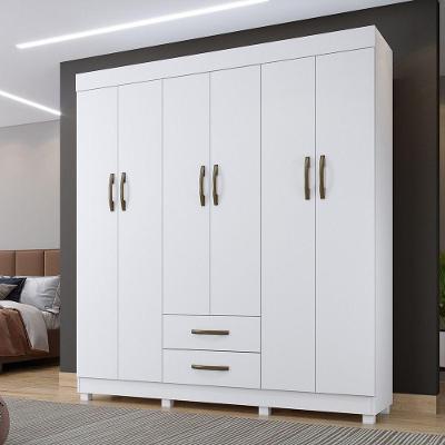 Roupeiro Copacabana Branco 6 Portas Sem Espelho Benetil Móveis Branco