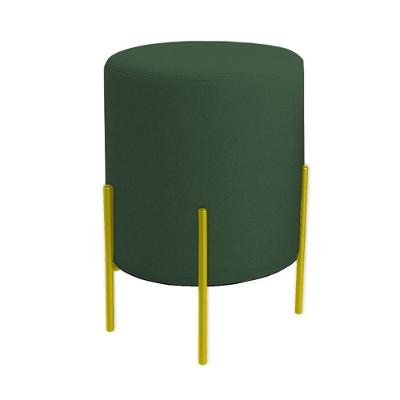 Puff Orgânico Boucle Thor Com Pés De Ferro Dourado Verde Escuro