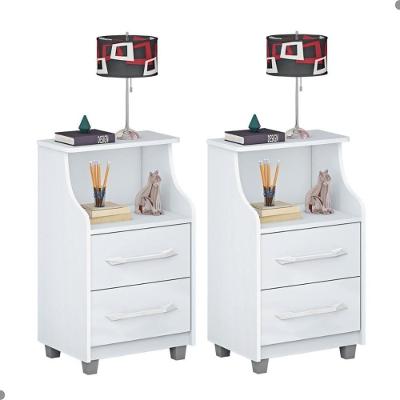 Conjunto 2 Criados Topázio Branco Com 2 Gavetas