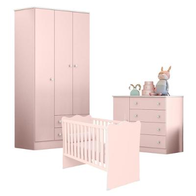 Conjunto Para Quarto Infantil Brighton Rosa Acetinado