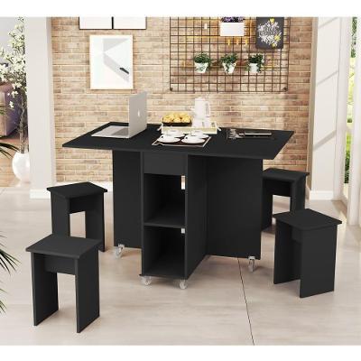Mesa Bancada Dobrável Carlos Com Bancos Preto