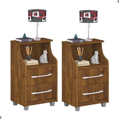Conjunto 2 Criados Topázio Malbec Com 2 Gavetas
