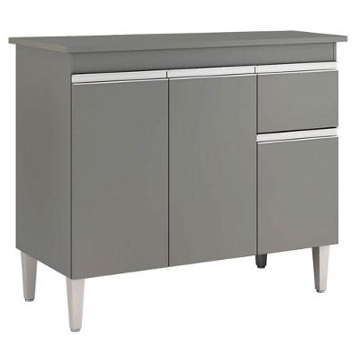 Balcão De Cozinha Tatiane Com Tampo 100cm Cinza Fosco - Ajl