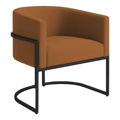 Poltrona Decorativa Luana Boucle Com Pés De Ferro Preto 7 Decor Terracota