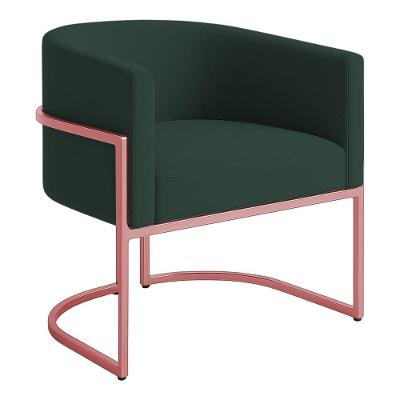 Poltrona Decorativa Luana Veludo Com Pés De Ferro Rosê 7 Decor Verde Escuro