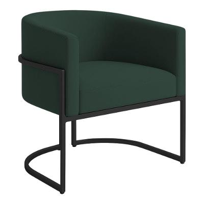 Poltrona Decorativa Luana Veludo Com Pés De Ferro Preto 7 Decor Verde Escuro