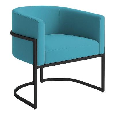 Poltrona Decorativa Luana Veludo Com Pés De Ferro Preto 7 Decor Azul Turquesa