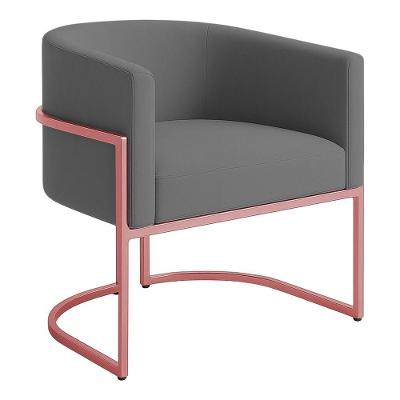 Poltrona Decorativa Luana Boucle Com Pés De Ferro Rosê 7 Decor Cinza Escuro