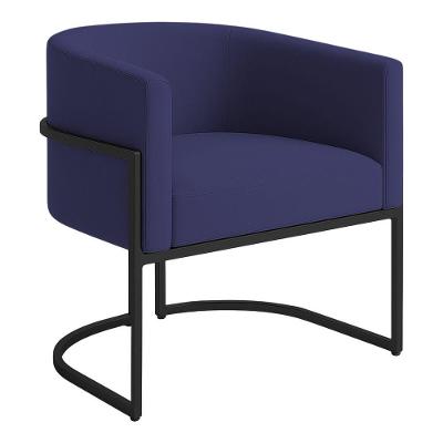 Poltrona Decorativa Luana Veludo Com Pés De Ferro Preto 7 Decor Azul Marinho