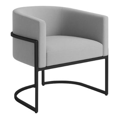 Poltrona Decorativa Luana Veludo Com Pés De Ferro Preto 7 Decor Prata