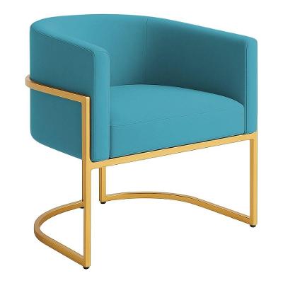 Poltrona Decorativa Luana Veludo Com Pés De Ferro Dourado 7 Decor Azul Turquesa
